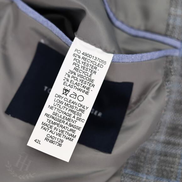 Tommy Hilfiger Men's Grey Plaid Conrad Modern-Fit Classic Suit Blazer Size 42L - Picture 6 of 7